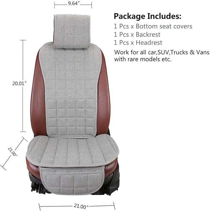 Universal Fabric Seat Covers — Front Seat — Gray