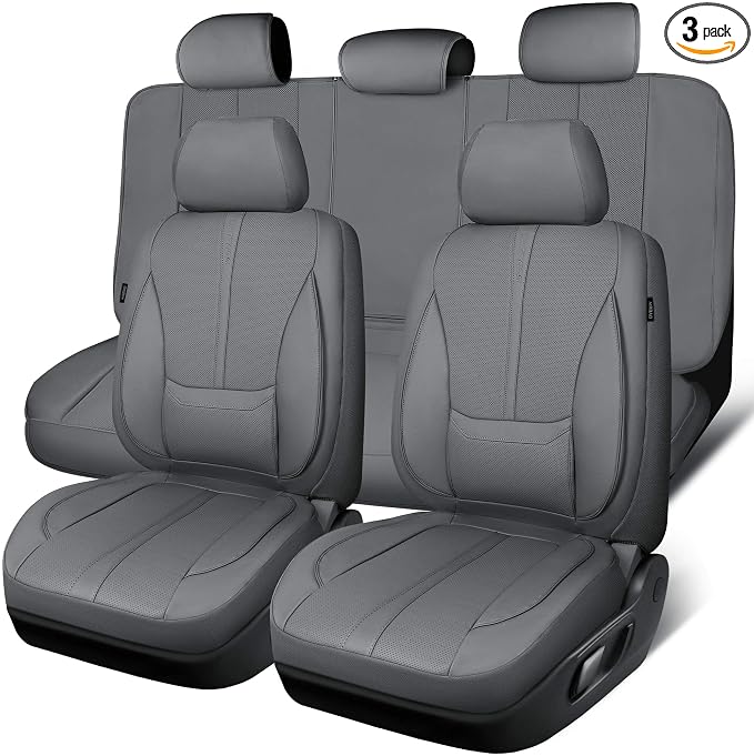 Universal Faux Leather Seat Covers — Full Set — Gray
