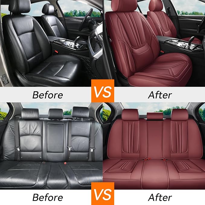 Universal Seat Covers — Full Set — Burgundy / Red