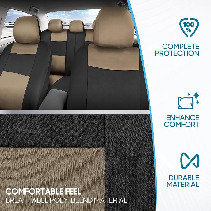 Car Seat Covers — Full Set — Beige / Black