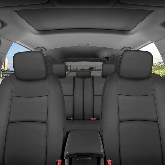 Faux Leather Car Seat Covers — Full Set — Black