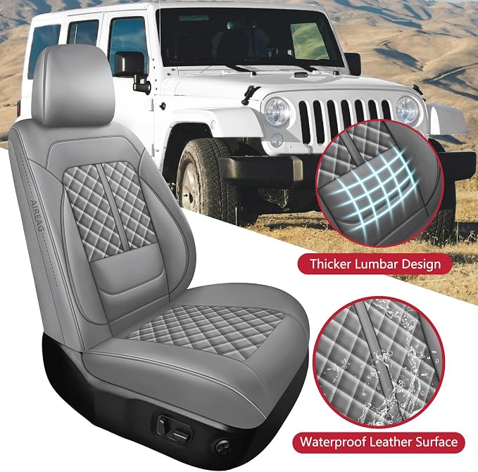 Faux Leather Car Seat Covers — Front Seat — Gray