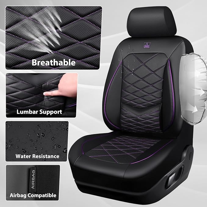 Universal Seat Covers — Front Seat — Black / Purple