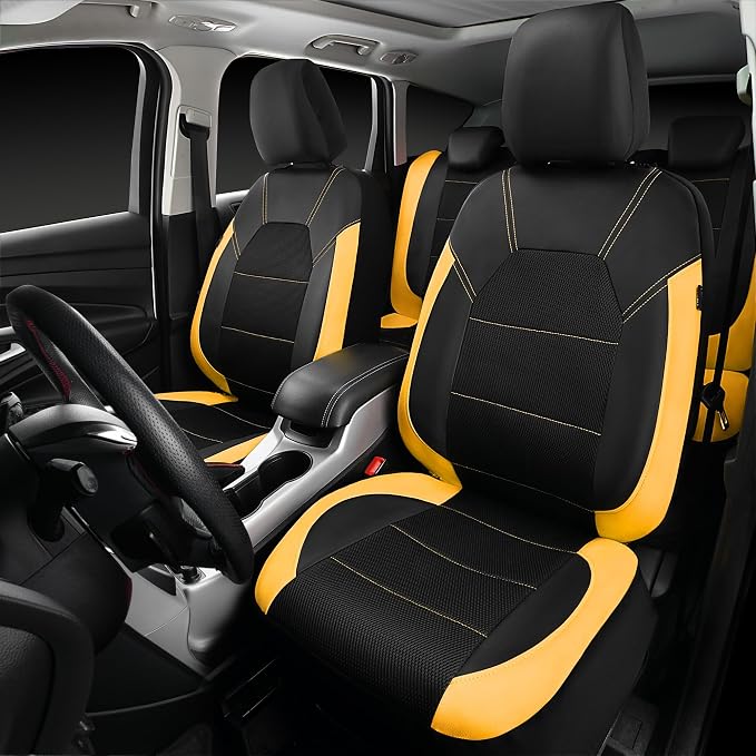 Universal Seat Covers — Full Set — Black / Yellow