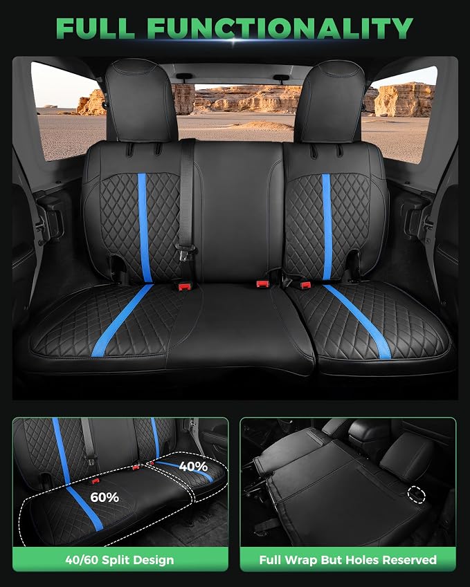 Seat Covers for Jeep Wrangler — Full Set — Black / Blue