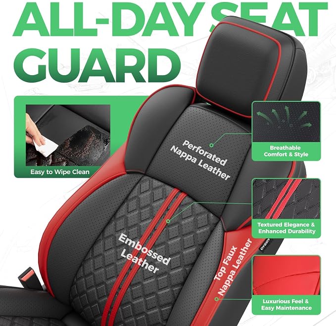 Seat Covers for Toyota Tacoma — Full Set — Black / Red