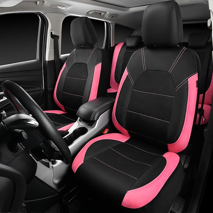 Universal Seat Covers — Full Set — Black / Pink