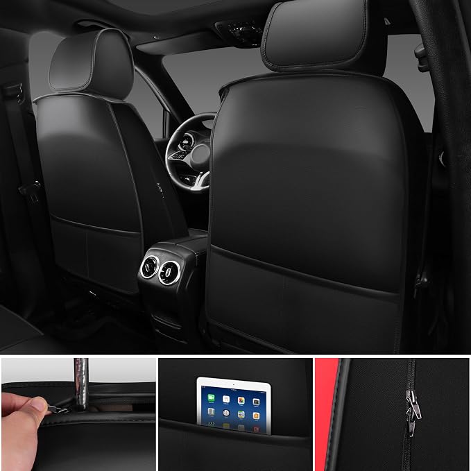 Universal Seat Covers — Full Set — Black / Red