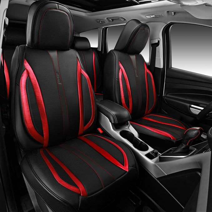 Universal Seat Covers — Full Set — Black / Red