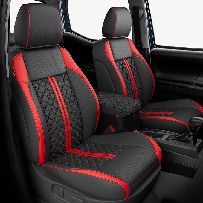 Seat Covers for Toyota Tacoma — Full Set — Black / Red