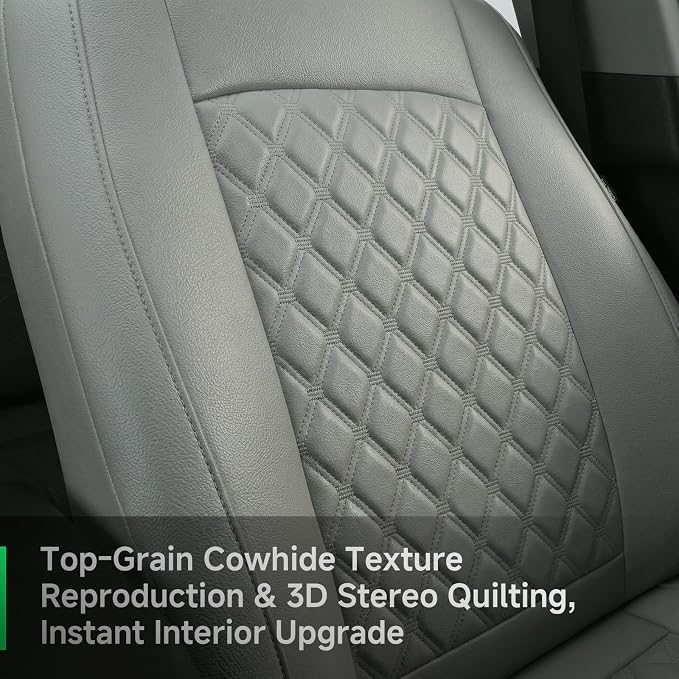 Faux Leather Seat Covers for Multiple Vehicles — Front Seat — Gray