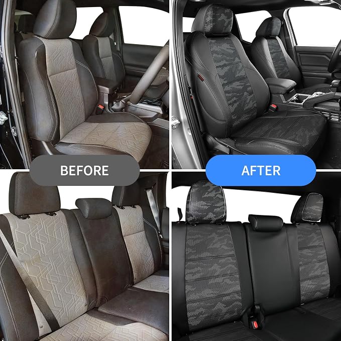 Faux Leather Seat Covers for Toyota Tacoma — Full Set — Black / Gray