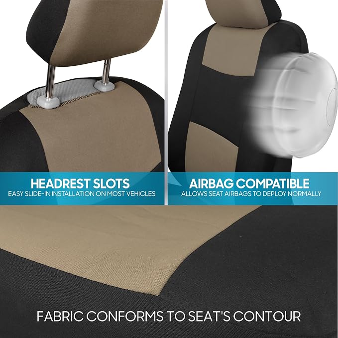 Car Seat Covers — Full Set — Beige / Black