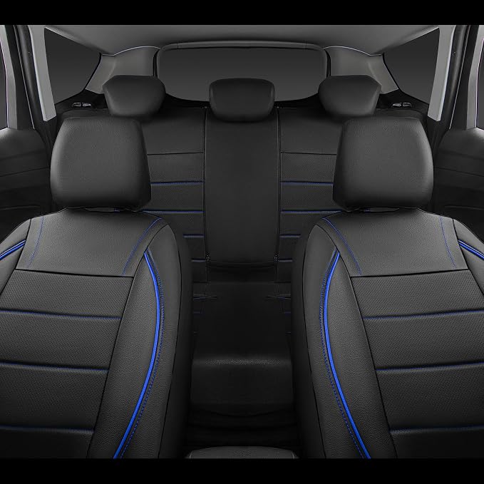 Universal Faux Leather Seat Covers — Front Seat — Black / Blue