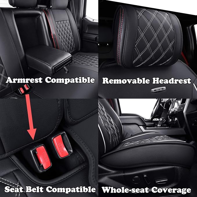 Seat Covers for Multiple Vehicles — Full Set — Black / White