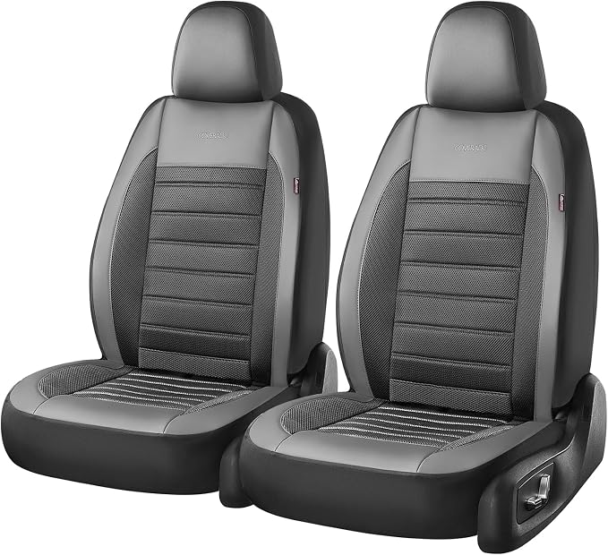 Fabric Car Seat Covers — Front Seat — Black / Gray