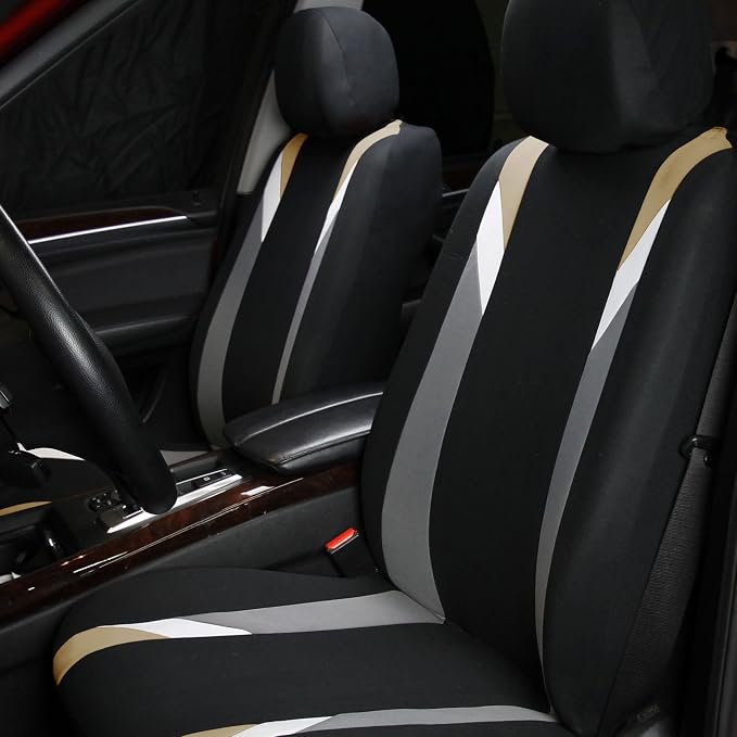 Universal Fabric Seat Covers — Front Seat — Beige