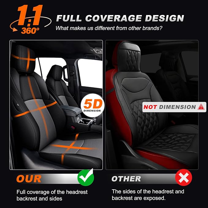 Faux Leather Seat Covers for Toyota 4Runner — Full Set — Black / Gray