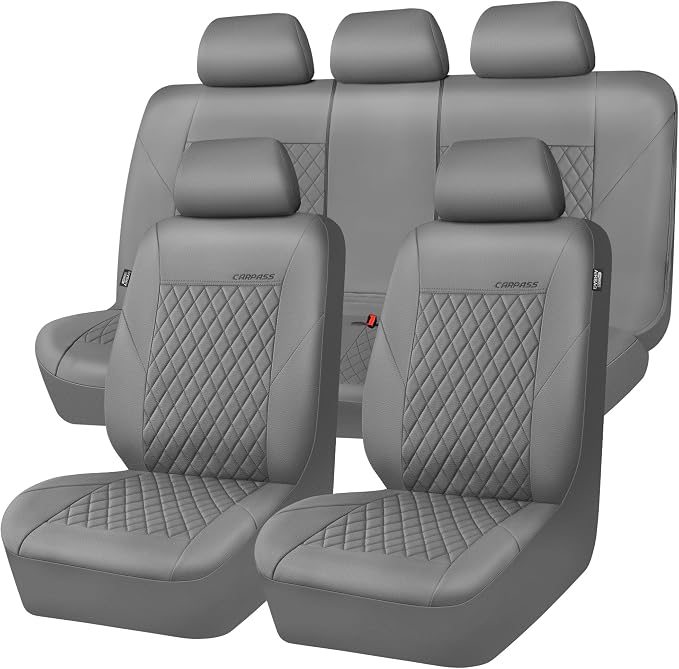 Universal Faux Leather Seat Covers — Full Set — Gray