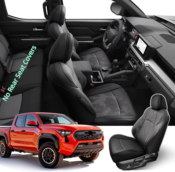 Faux Leather Seat Covers for Toyota Tacoma — Front Seat — Black