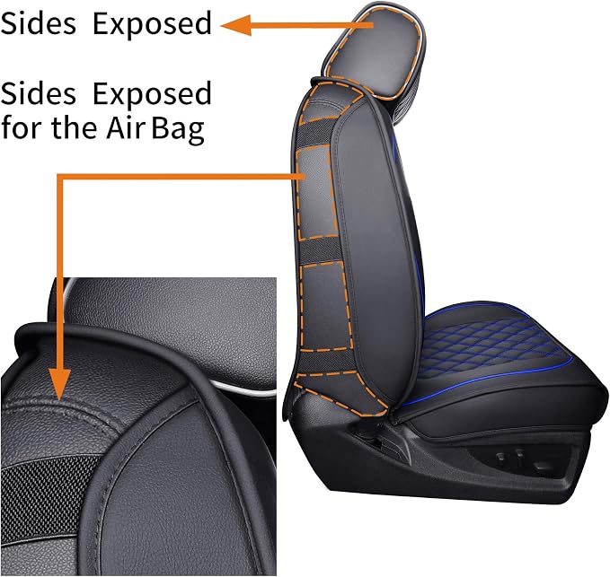Faux Leather Seat Covers for Chevrolet Silverado / GMC Sierra — Full Set — Black / Blue