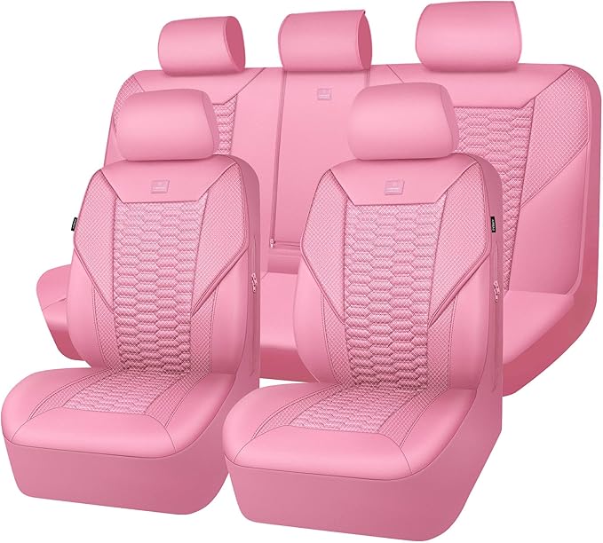 Universal Faux Leather Seat Covers — Full Set — Pink
