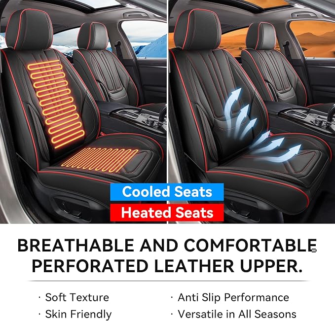 Universal Seat Covers — Full Set — Black / Red