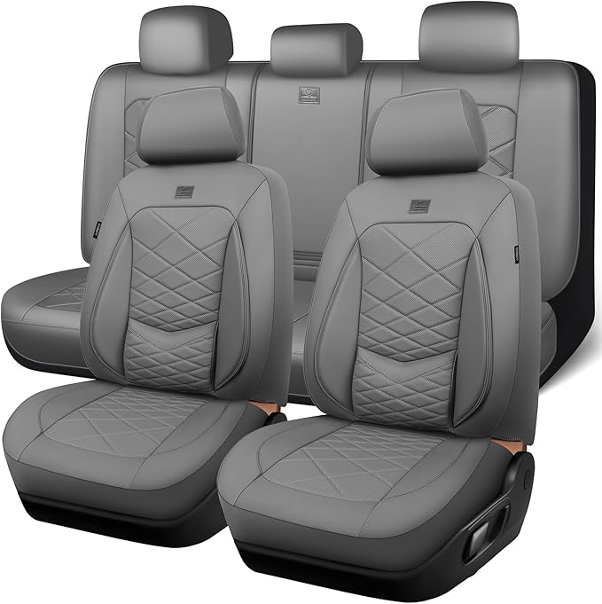 Universal Faux Leather Seat Covers — Full Set — Gray