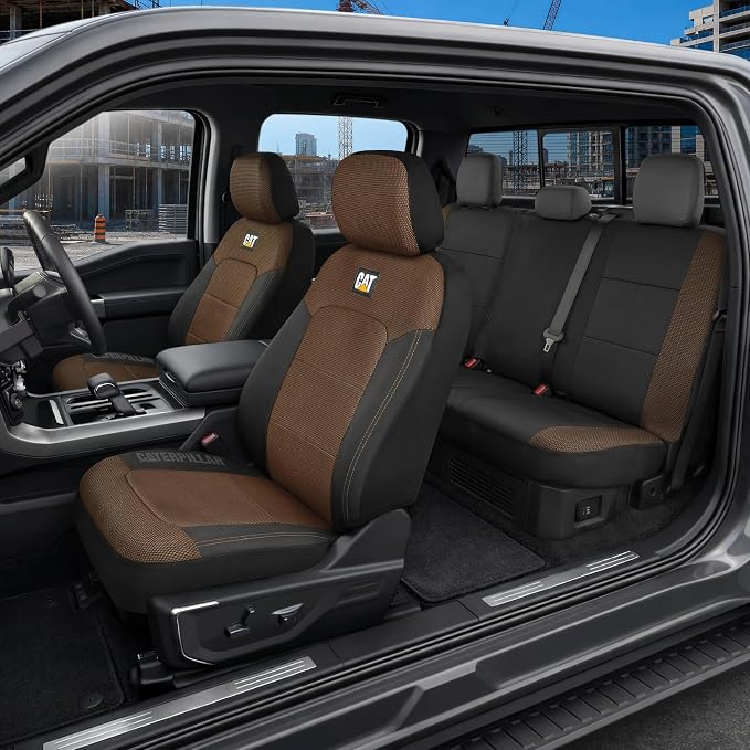 Fabric Seat Covers for Multiple Vehicles — Full Set — Brown