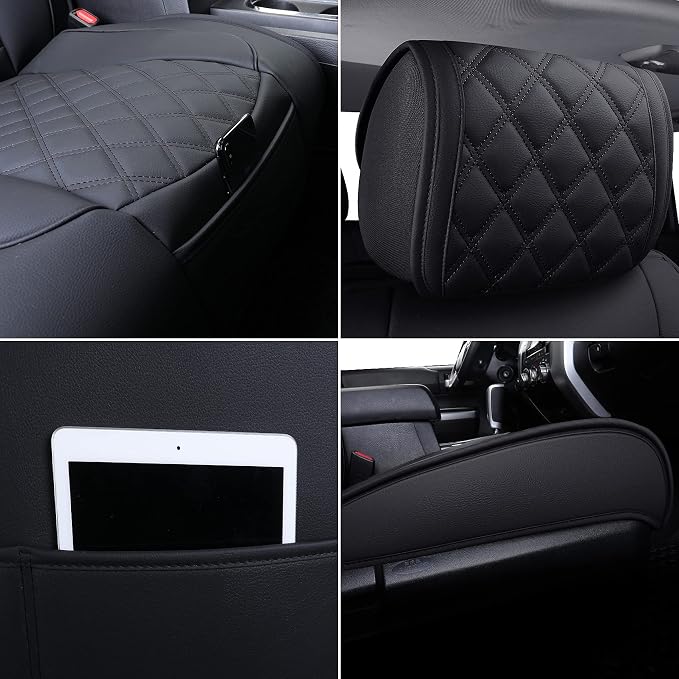 Faux Leather Seat Covers for Toyota Tundra — Front Seat — Black