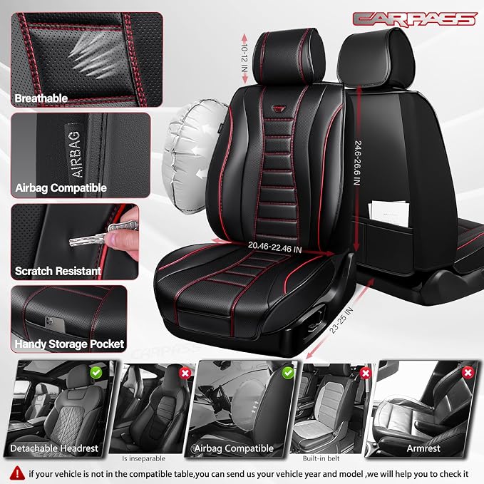 Universal Seat Covers — Full Set — Black / Red