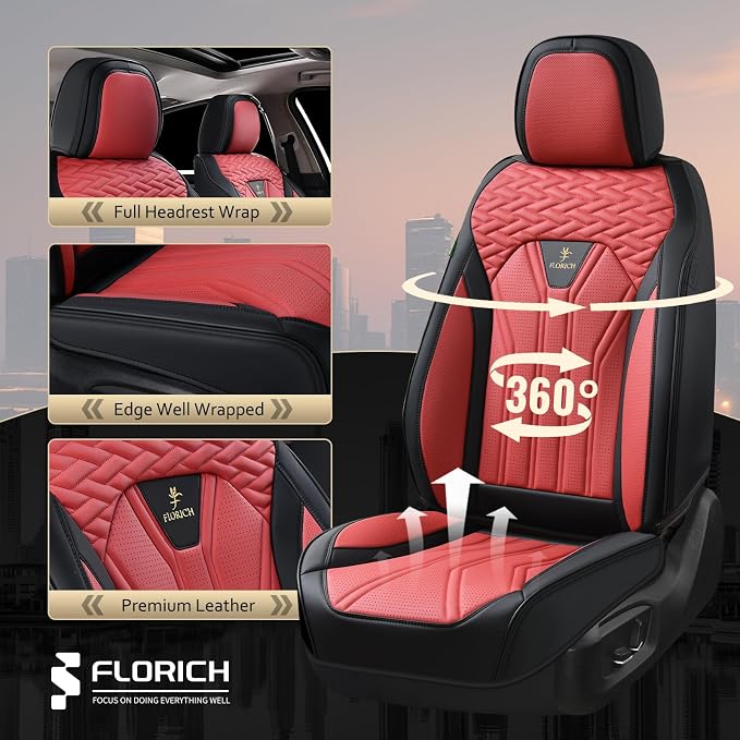 Universal Seat Covers — Front Seat — Black / Burgundy