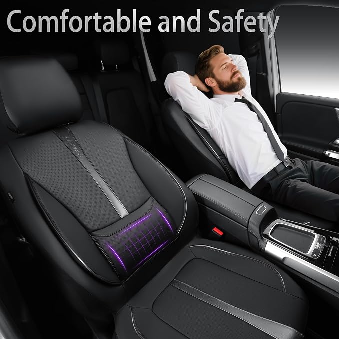 Universal Faux Leather Seat Covers — Front Seat — Gray / Black
