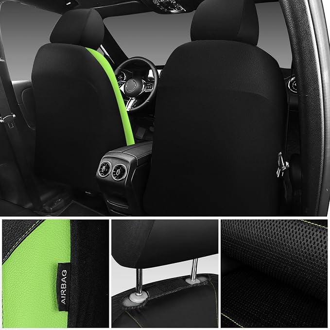 Universal Fabric Seat Covers — Front Seat — Black / Green