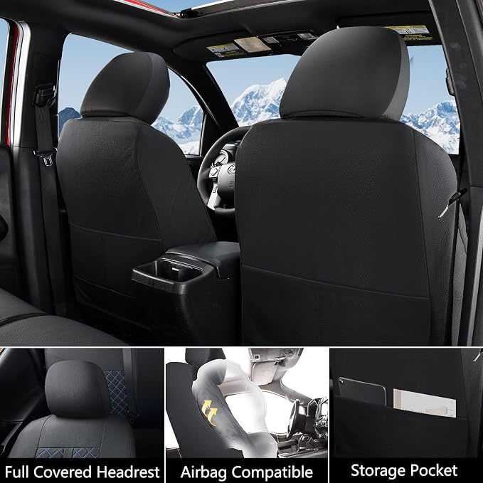 Seat Covers for Toyota Tacoma — Full Set — Black / Blue