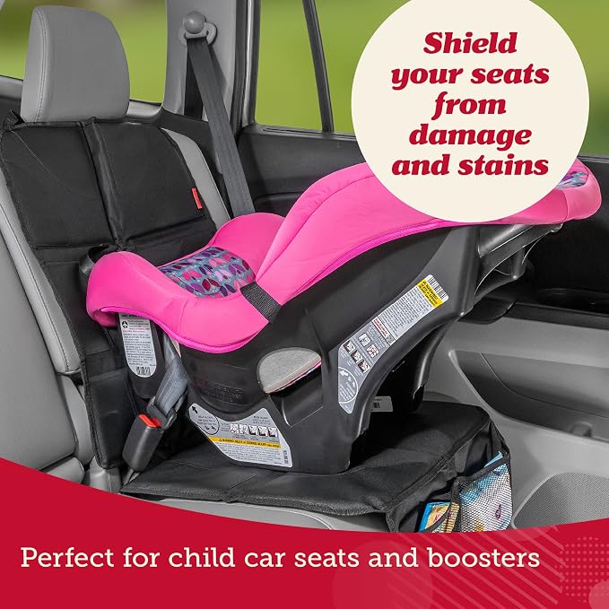 Child Car Seat Protector — Black / Red