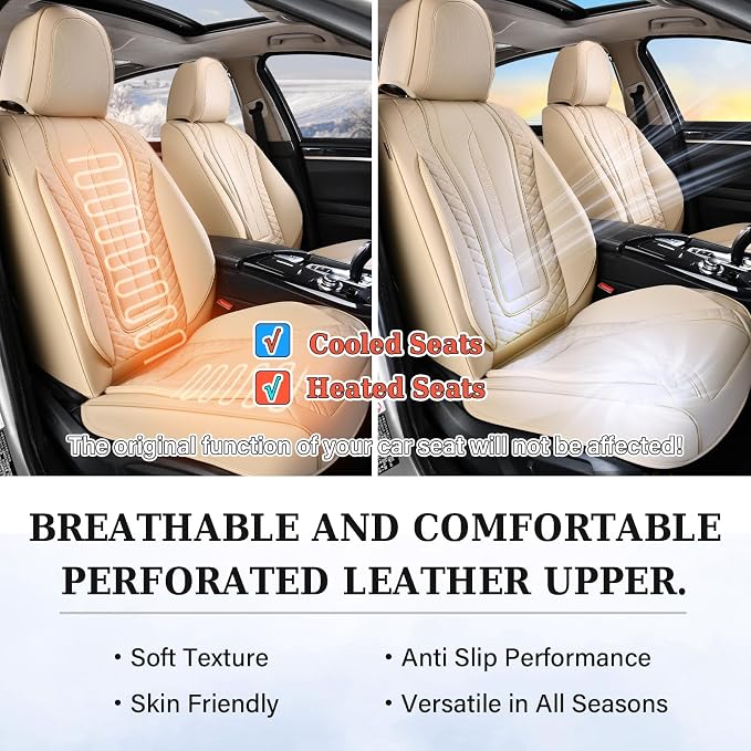 Universal Faux Leather Seat Covers — Full Set — Beige
