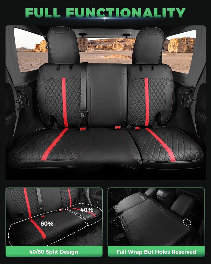 Seat Covers for Jeep Wrangler — Full Set — Black / Red