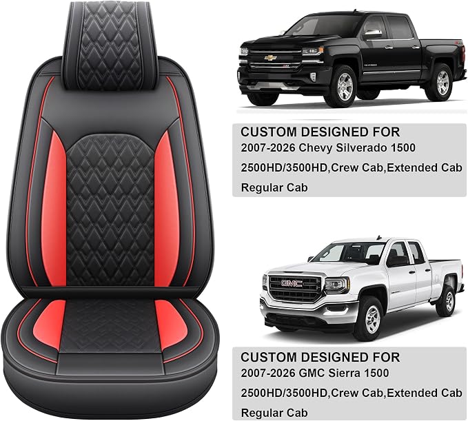 Seat Covers for Chevrolet Silverado / GMC Sierra — Front Seat — Black / Red
