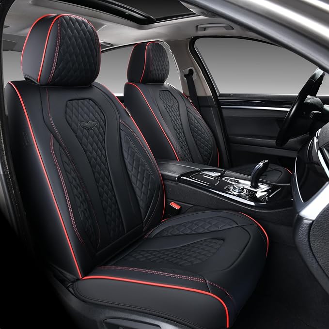 Universal Faux Leather Seat Covers — Front Seat — Black