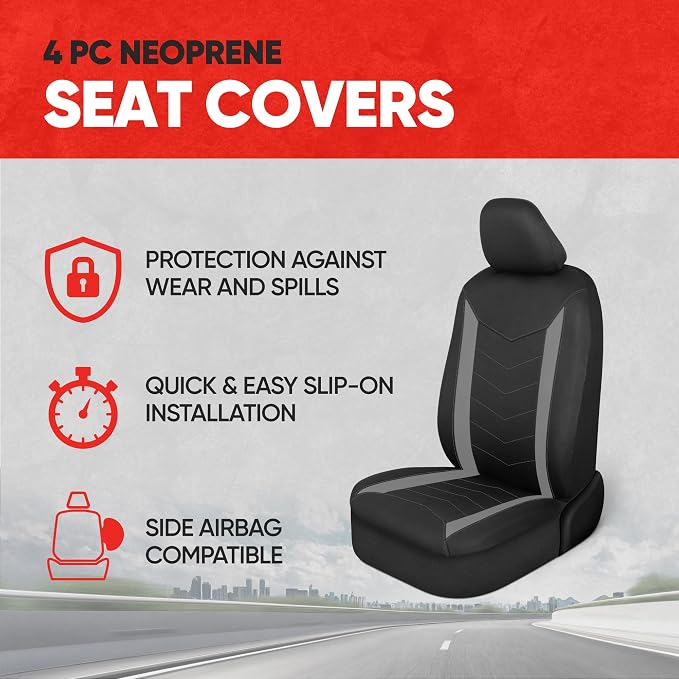Neoprene Car Seat Covers — Front Seat — Gray