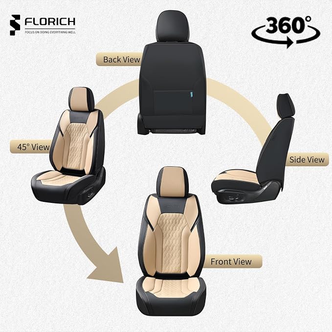 Universal Seat Covers — Full Set — Black / Beige