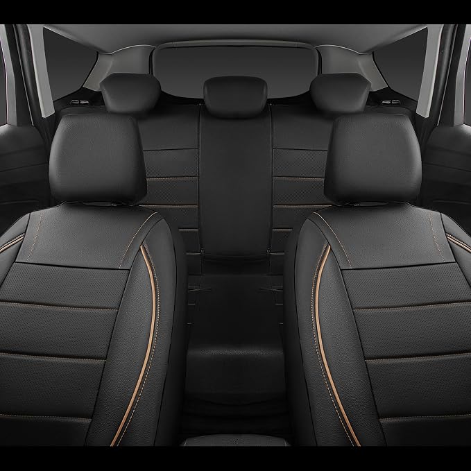 Universal Faux Leather Seat Covers — Front Seat — Black / Beige