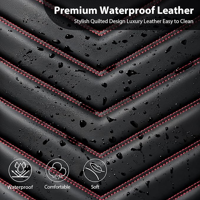 Universal Faux Leather Seat Covers — Full Set — Red / Black
