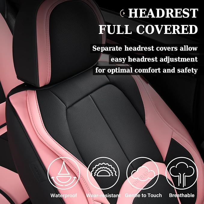 Universal Seat Covers — Front Seat — Black / Pink