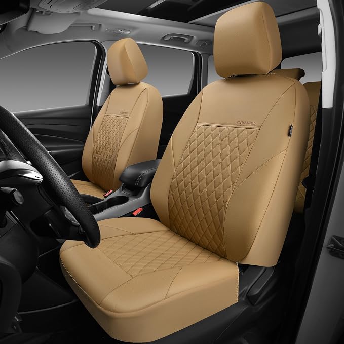 Universal Faux Leather Seat Covers — Full Set — Beige