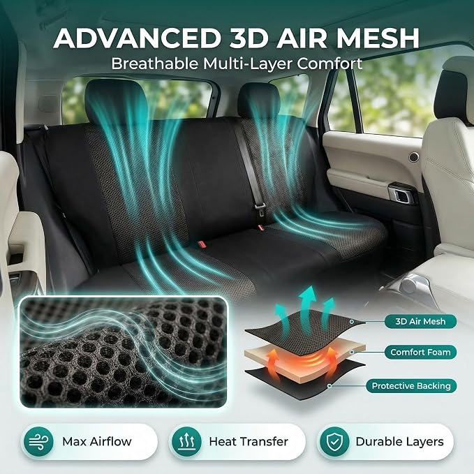 Universal Fabric Seat Covers — Full Set — Black