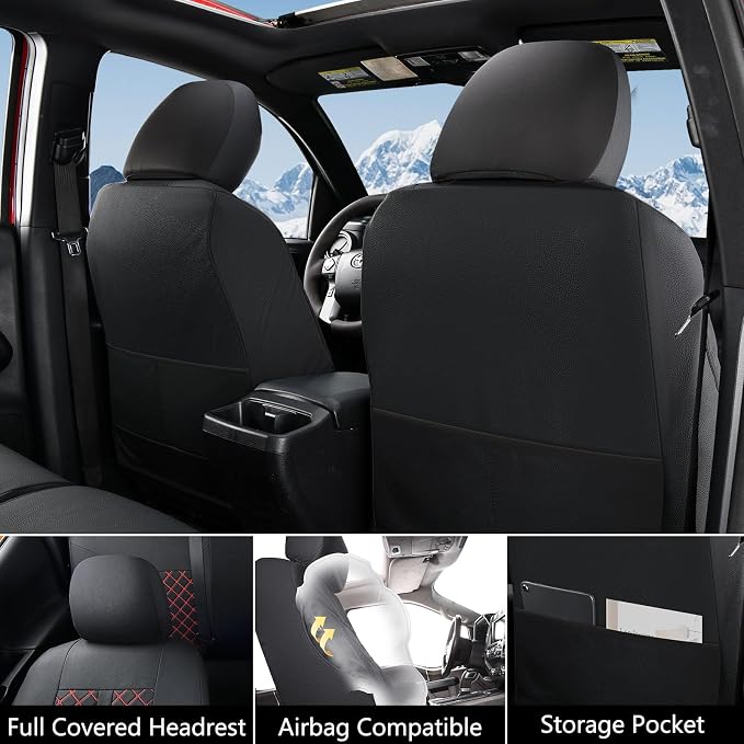Seat Covers for Toyota Tacoma — Full Set — Black / Red