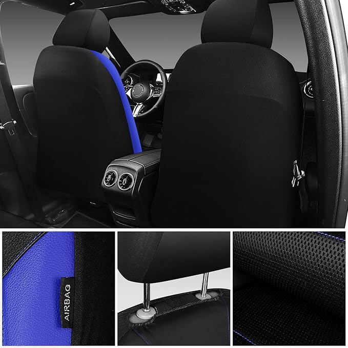 Universal Fabric Seat Covers — Front Seat — Black / Blue