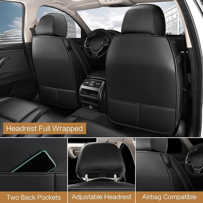 Universal Faux Leather Seat Covers — Full Set — Black